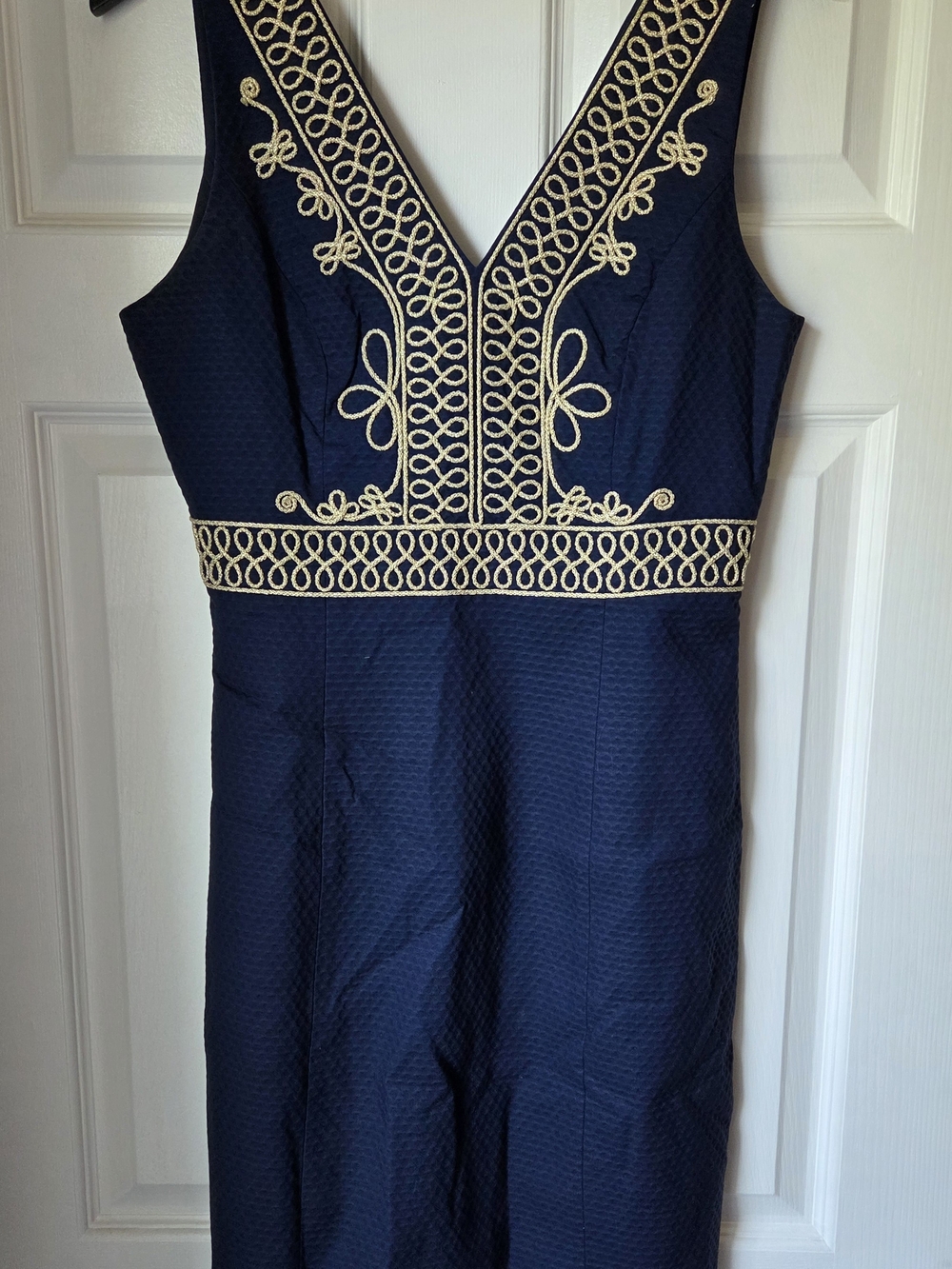 Lilly Pulitzer Navy Midi Dress with Gold Trim